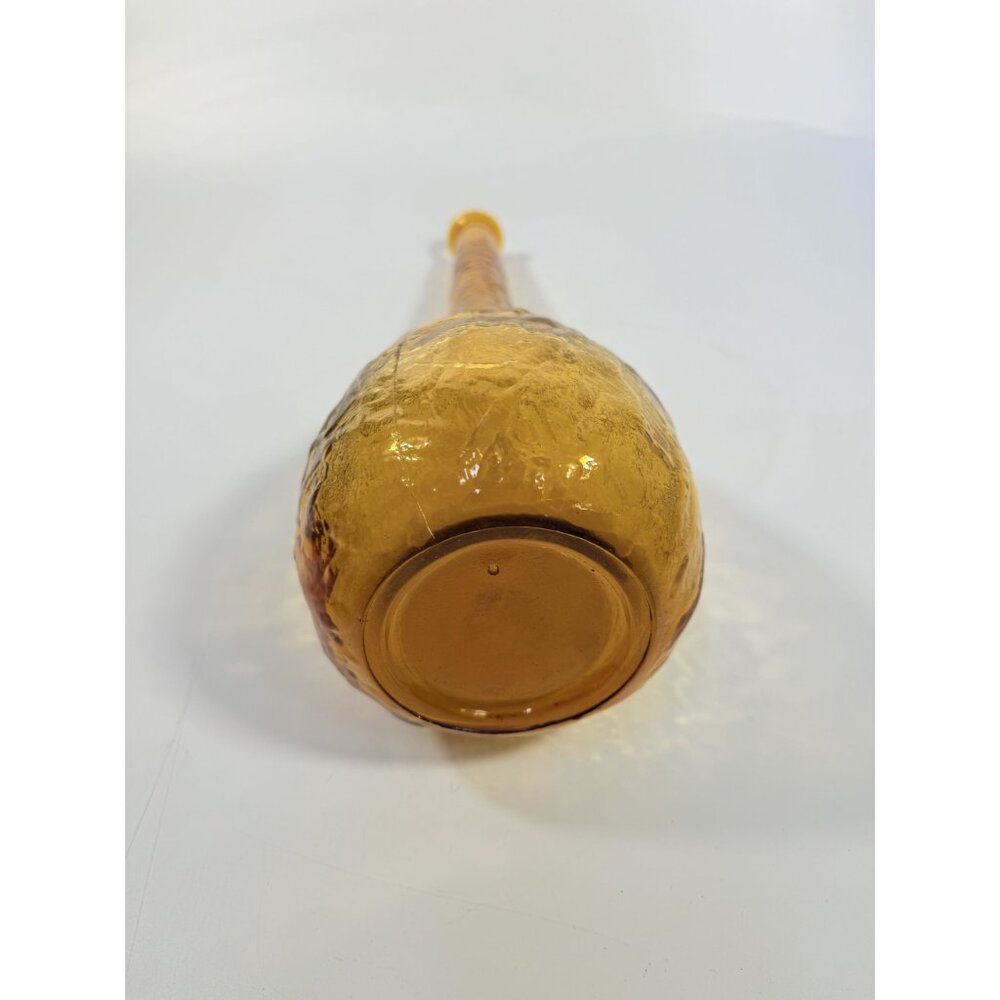 Genie Bottle Vintage Amber Empoli Crinkle Glass No Stopper Mid Century Art Home - Picture 15 of 15